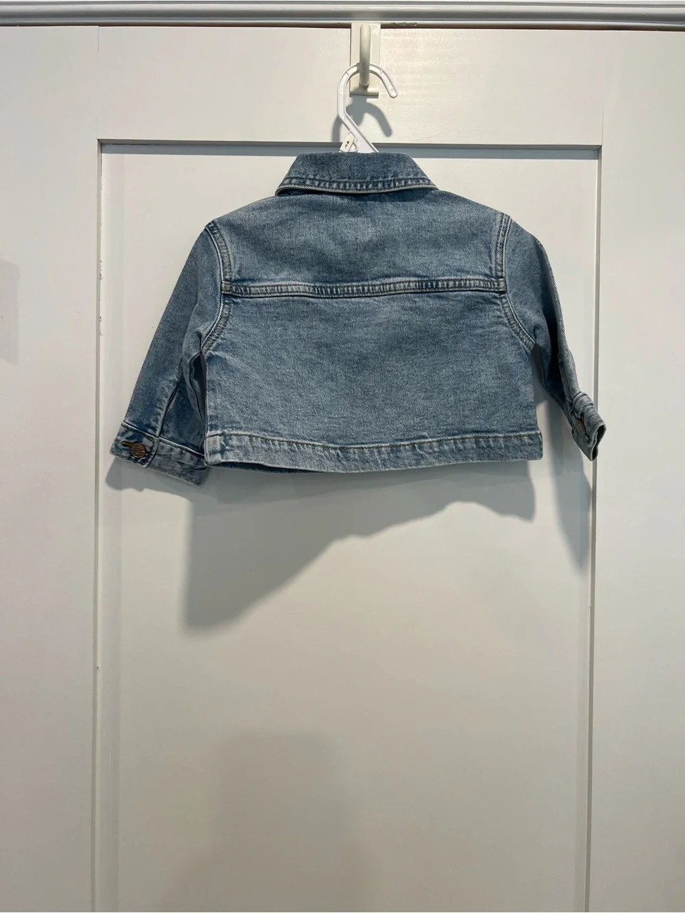 GAP Light Blue Infant Denim Jacket with Daisy Pocket Embroidery